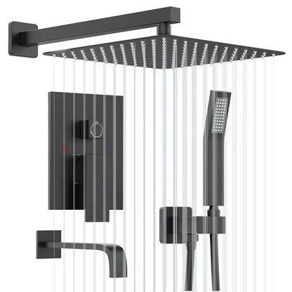 Wall Mounted Shower Set Black Luxury Brass Set Rain Shower Set-6547