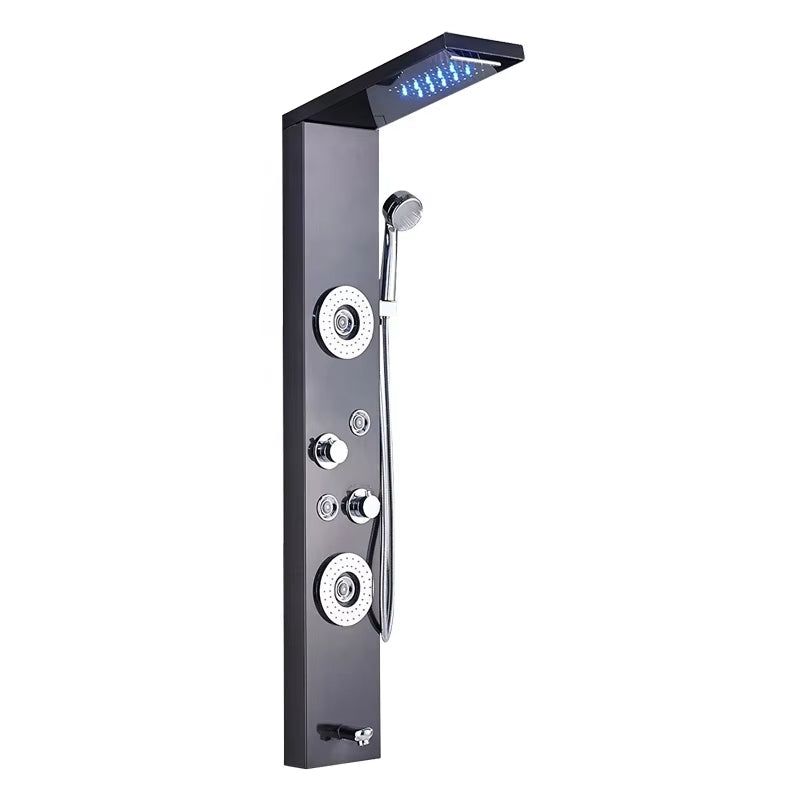 Wall Mounted Stainless Steel Waterfall Tower Led Shower Screen Set-8624