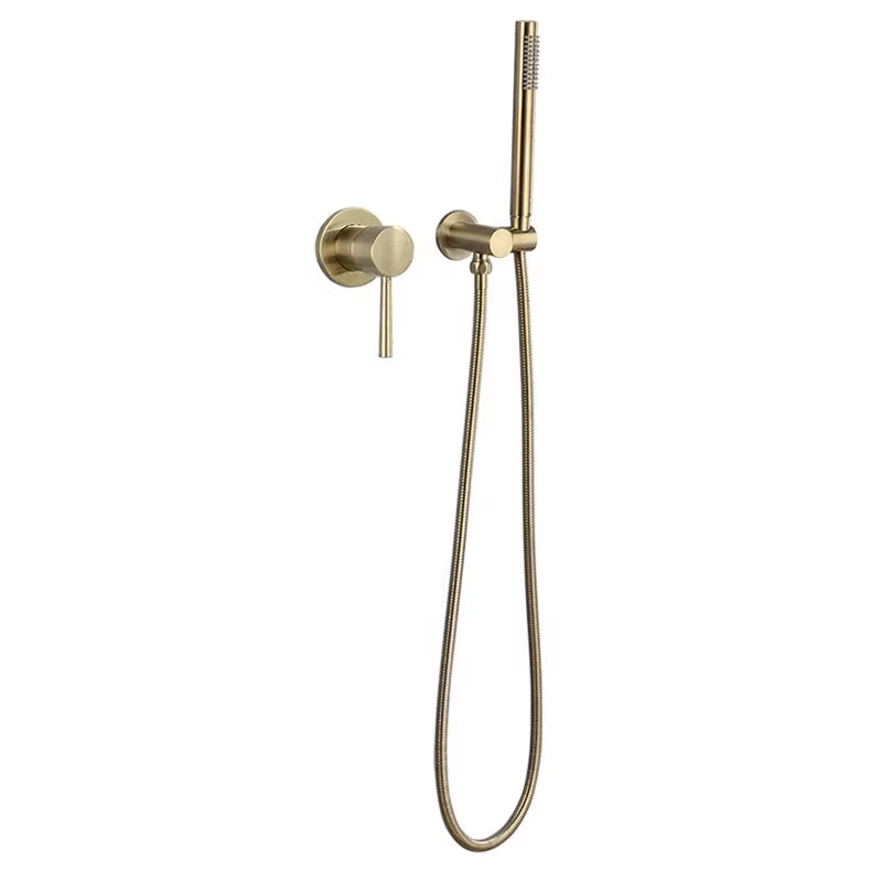 Handheld Gold Wall Mounted Cylindrical Bathroom Shower Head-6049BG