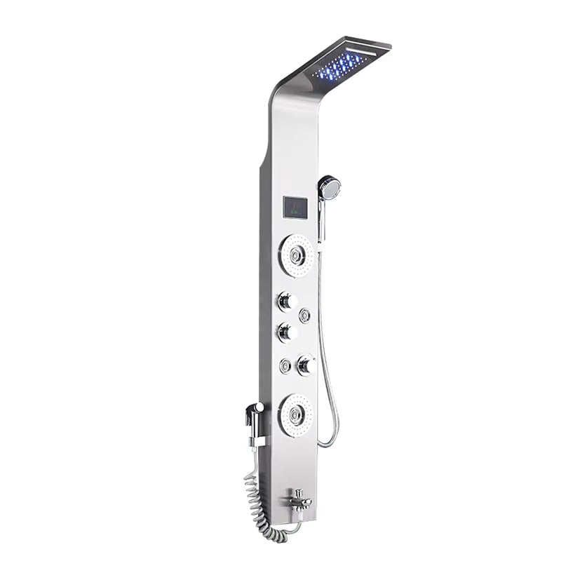 Shower Screen Bathroom Wall Mounted Waterfall Shower Column Set Massage Nozzle Led Shower Screen-6668