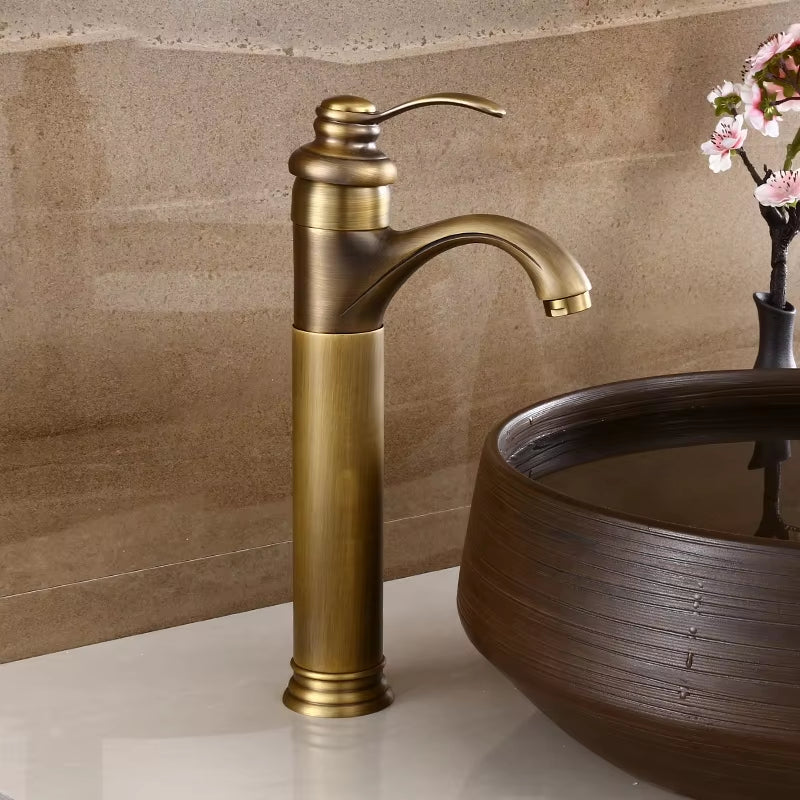 Antique Copper Bathroom Basin Hot And Cold Water Faucet-7061