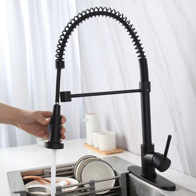 Spring-Loaded Single-Hole Handle 360-Degree Rotating Kitchen Faucet-8560
