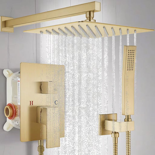 Wall Mounted Rain Shower Faucet Set Brass Bathroom Waterfall System Wall Mounted Shower Set-6530BG