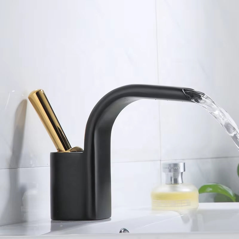 Basin Waterfall Faucet With Unique Handle Design-7235