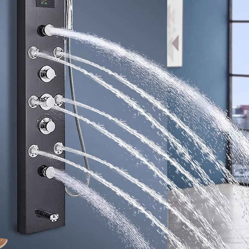 Shower Panel Stainless Steel Waterfall Shower Column Set Tower Style Led Shower Panel-6646