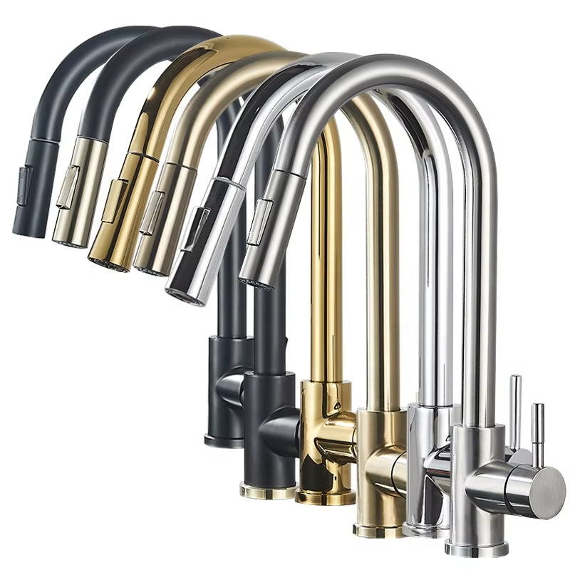 Golden Stretch Rotating Kitchen And Bathroom Hot And Cold Water Faucet-5342G