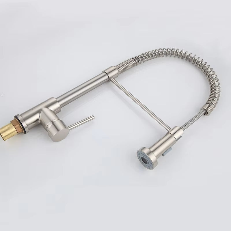 Spring-Loaded Single-Hole Handle 360-Degree Rotating Kitchen Faucet-8558