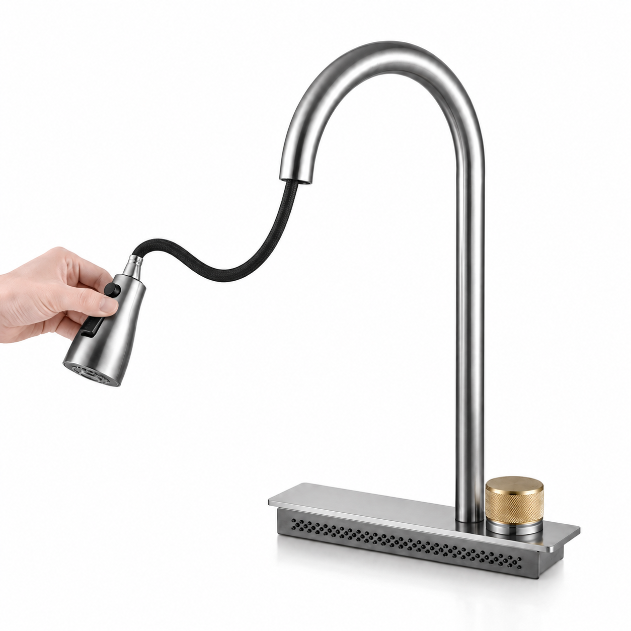 Pull-out Feiyu faucet with flexible spray head, designed exclusively for Feiyu multifunction sinks.