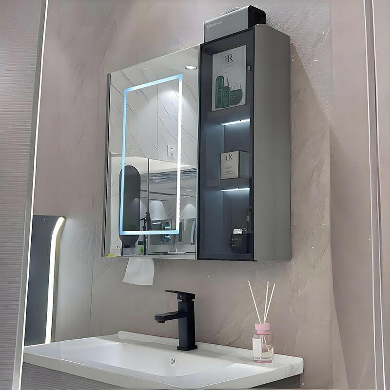 Mueble de baño de acero inoxidable, espejo de belleza inteligente F021