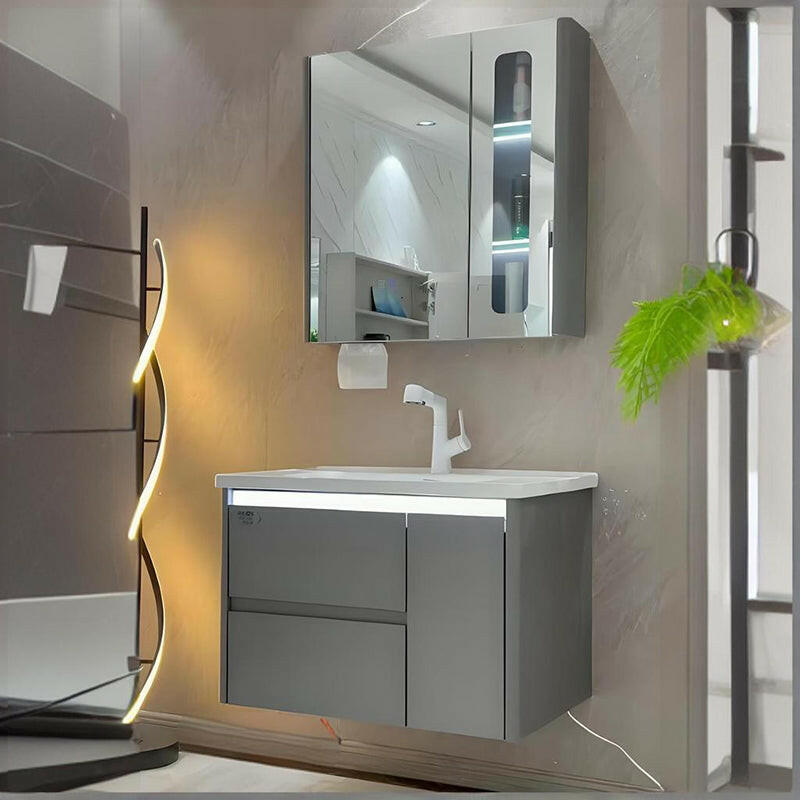 Mueble de baño de acero inoxidable, espejo de belleza inteligente F019