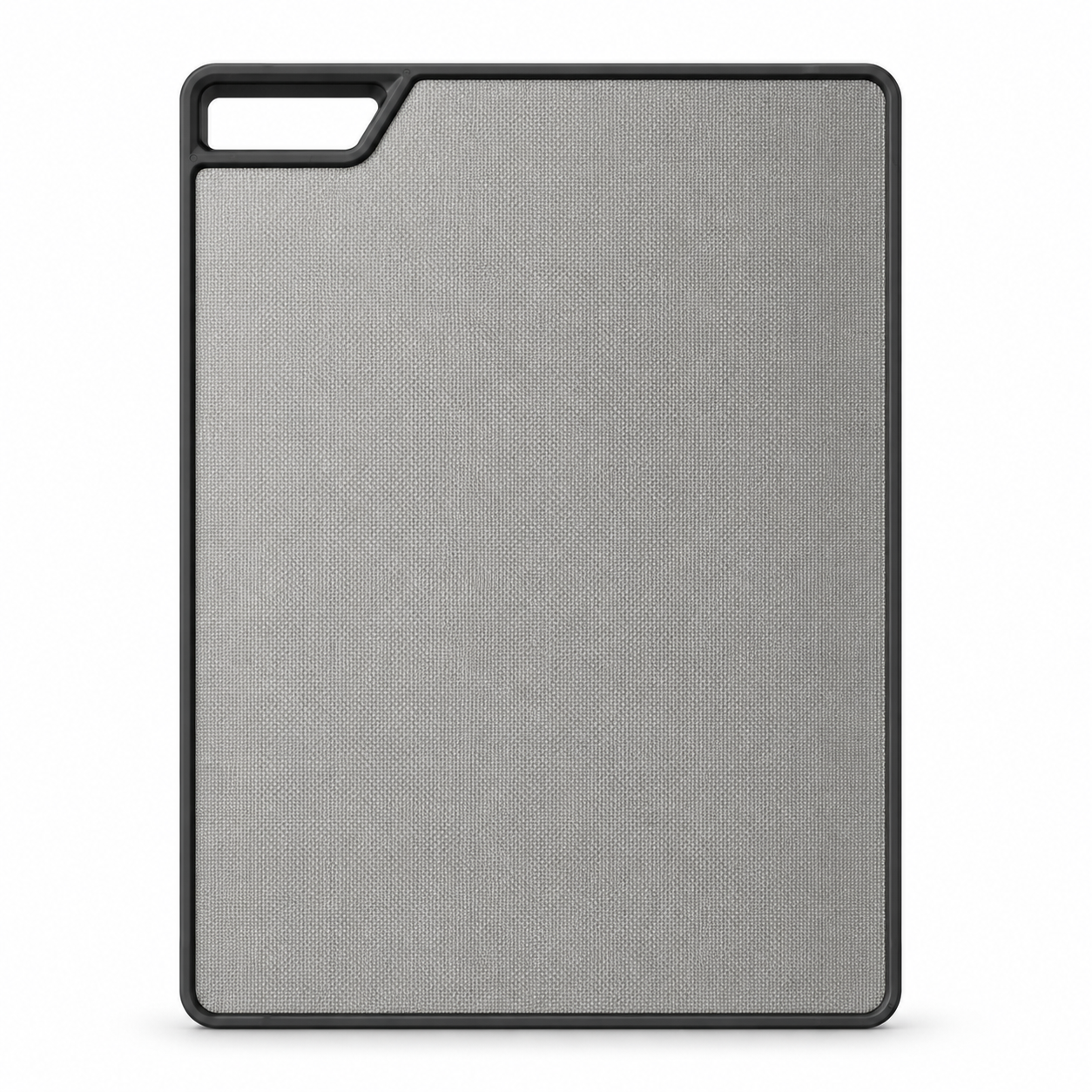 Stainless steel side of the sliding kitchen sink cutting board with textured metal surface, black edge frame, and handle opening for multifunction sink accessories.