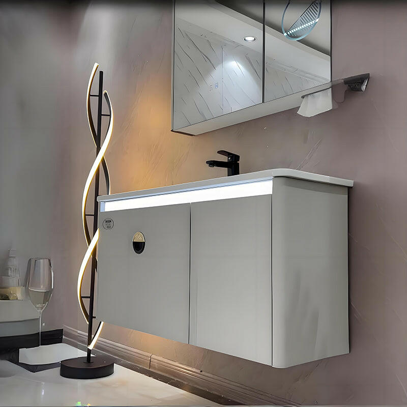Mueble de baño de acero inoxidable, espejo de belleza inteligente F012