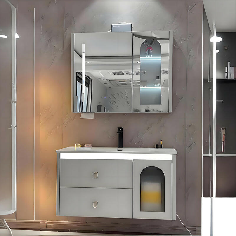Mueble de baño de acero inoxidable, espejo de belleza inteligente F015