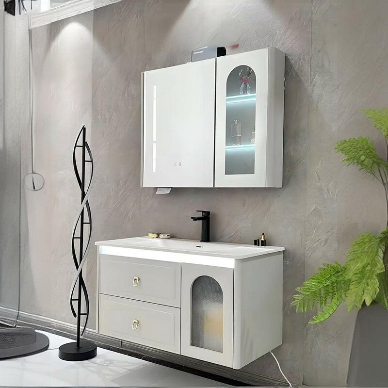 Mueble de baño de acero inoxidable, espejo de belleza inteligente F015