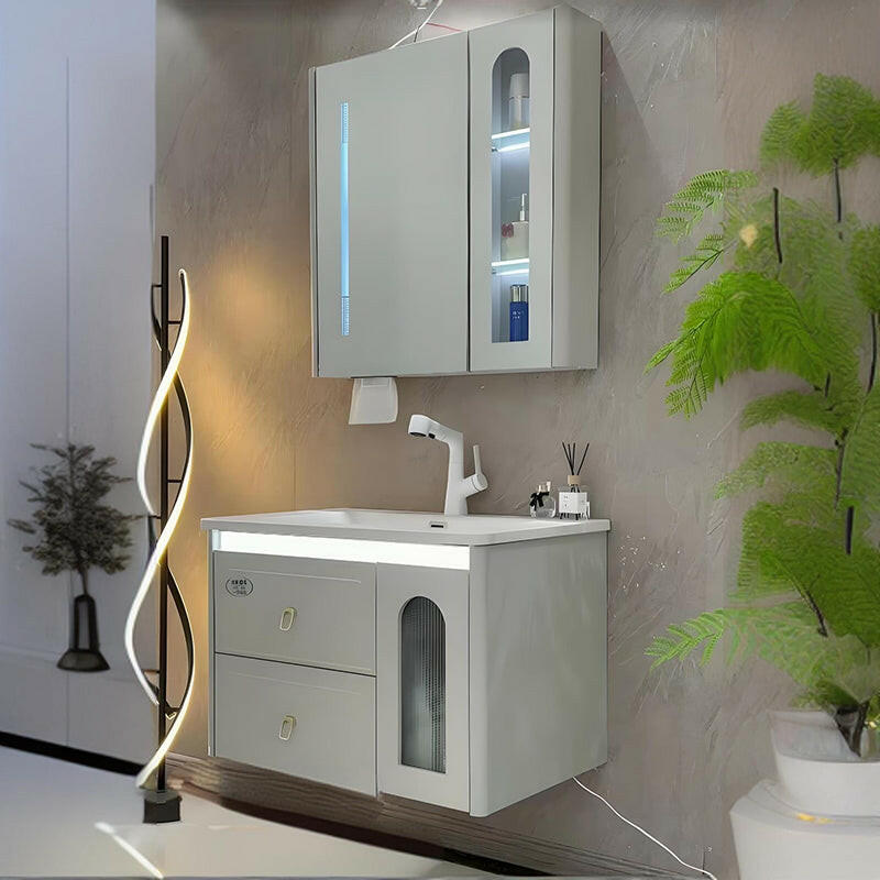 Mueble de baño de acero inoxidable, espejo de belleza inteligente F015