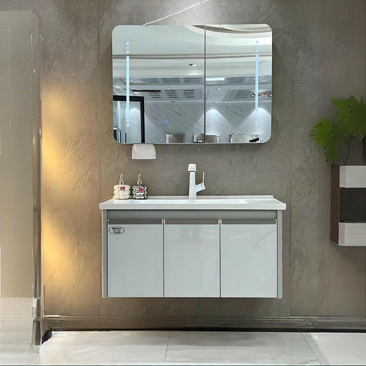 Mueble de baño de acero inoxidable, espejo de belleza inteligente F030