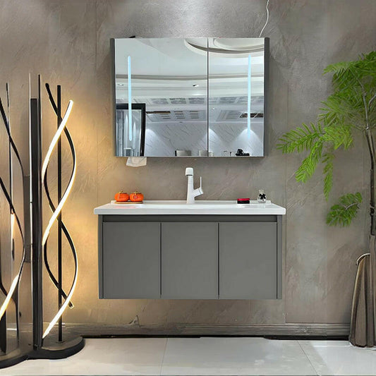 Mueble de baño de acero inoxidable, espejo de belleza inteligente F033