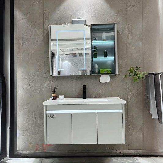 Mueble de baño de acero inoxidable, espejo de belleza inteligente F022
