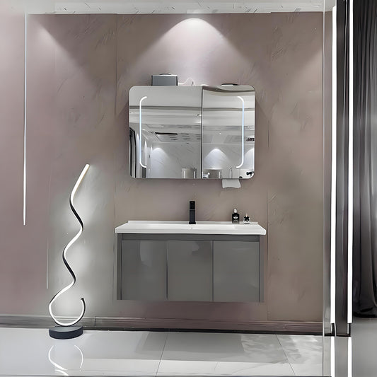 Mueble de baño de acero inoxidable, espejo de belleza inteligente F051