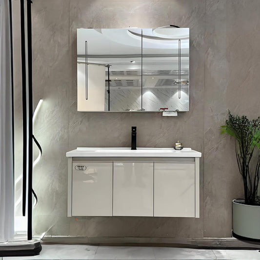 Mueble de baño de acero inoxidable, espejo de belleza inteligente F052