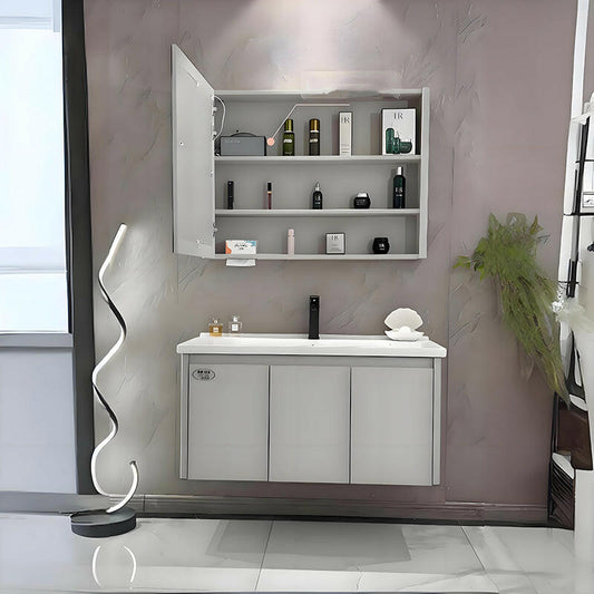 Mueble de baño de acero inoxidable, espejo de belleza inteligente F031