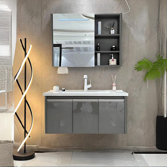 Mueble de baño de acero inoxidable, espejo de belleza inteligente F053