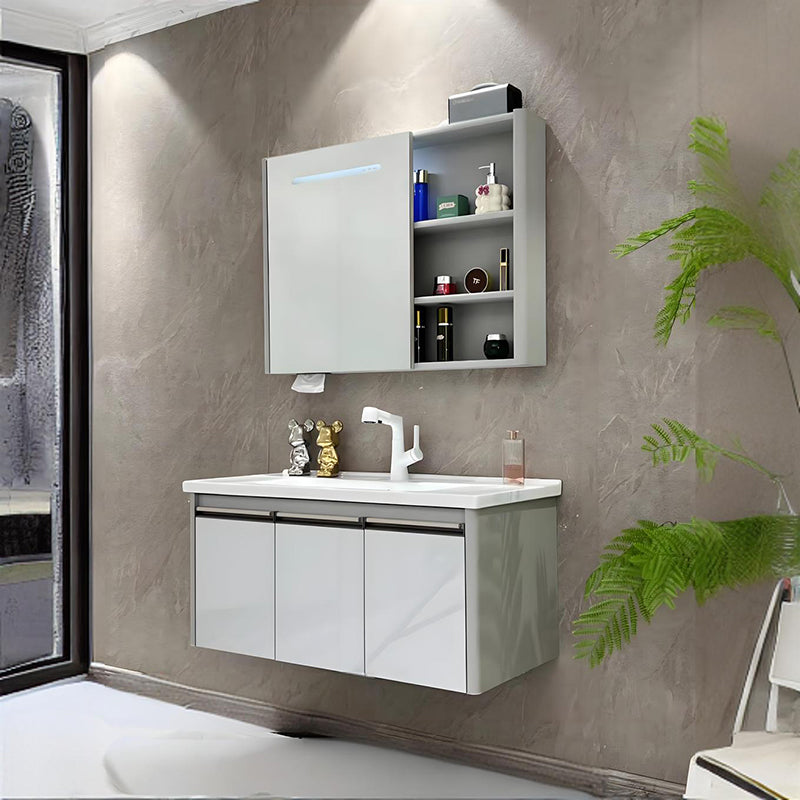 Mueble de baño de acero inoxidable, espejo de belleza inteligente F049