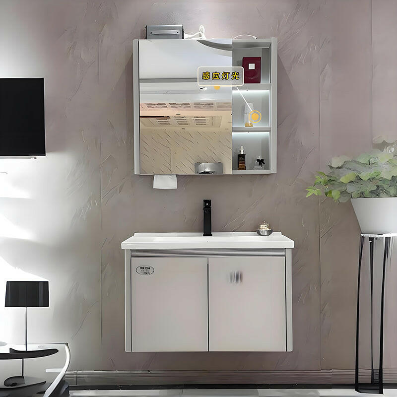 Mueble de baño de acero inoxidable, espejo de belleza inteligente F032