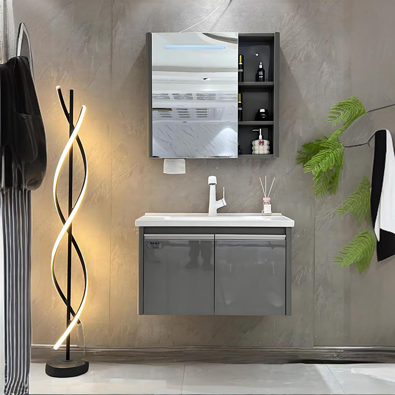 Mueble de baño de acero inoxidable, espejo de belleza inteligente F053