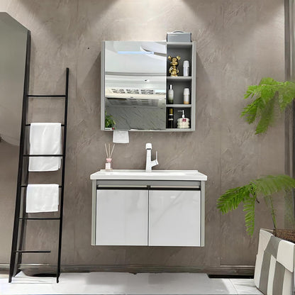 Mueble de baño de acero inoxidable, espejo de belleza inteligente F049