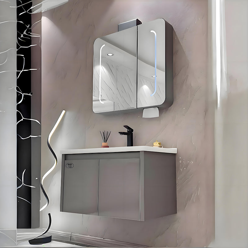 Mueble de baño de acero inoxidable, espejo de belleza inteligente F051