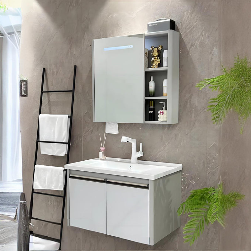 Mueble de baño de acero inoxidable, espejo de belleza inteligente F049