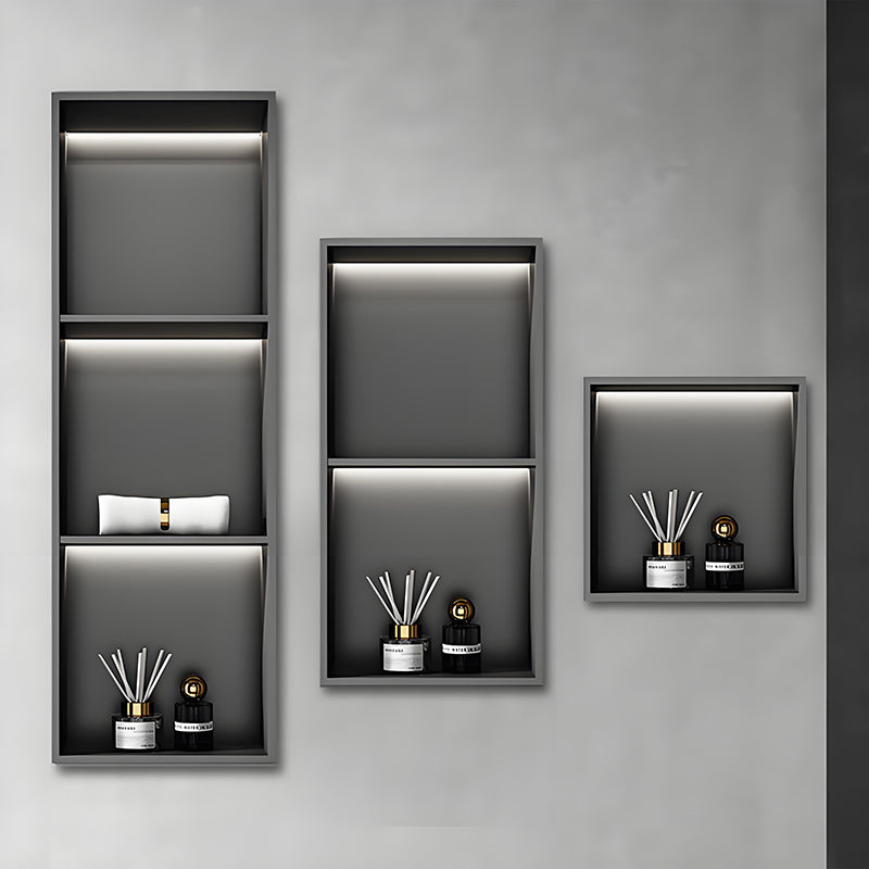 Nicho de chuveiro personalizado em aço inoxidável com iluminação LED e design de armazenamento embutido