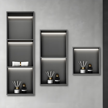 Nicho de chuveiro personalizado em aço inoxidável com iluminação LED e design de armazenamento embutido